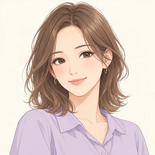 ウェーブヘアの女性のイメージイラスト
